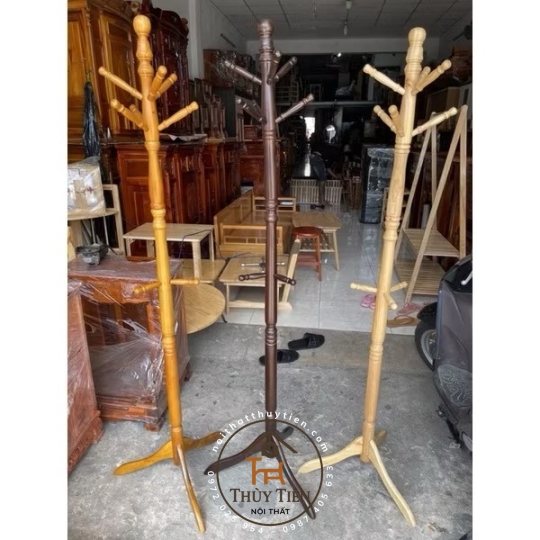 Cây treo quần áo- Móc treo đồ 3 đa năng gỗ  cao su tự nhiên, Bền Đẹp, Chuẩn Nội Thất Xuất Khẩu