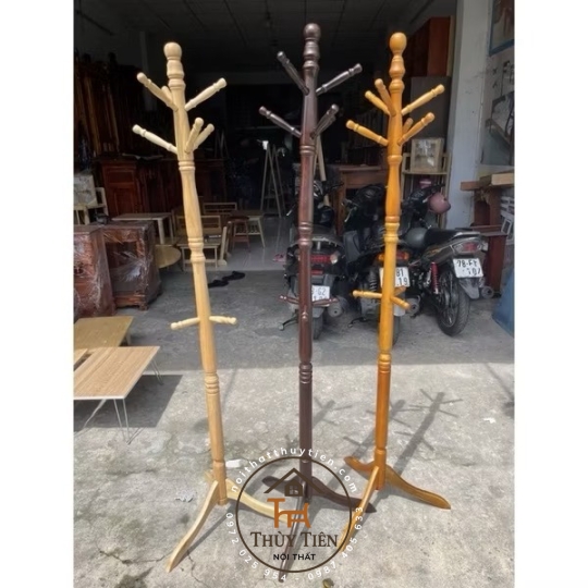 Cây treo quần áo- Móc treo đồ 3 đa năng gỗ  cao su tự nhiên, Bền Đẹp, Chuẩn Nội Thất Xuất Khẩu