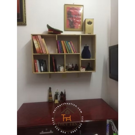 Kệ Sách Treo Tường Gỗ Tự Nhiên Siêu Bền,Decor Phòng Hiện Đại, Tiện Lợi