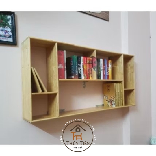 Kệ Sách Treo Tường Gỗ Tự Nhiên Siêu Bền,Decor Phòng Hiện Đại, Tiện Lợi