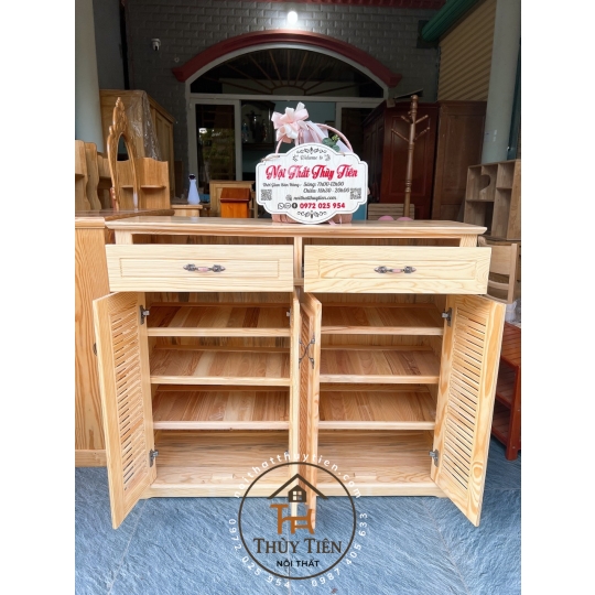Tủ giày dép gỗ thông nguyên khối ngang 1m2
