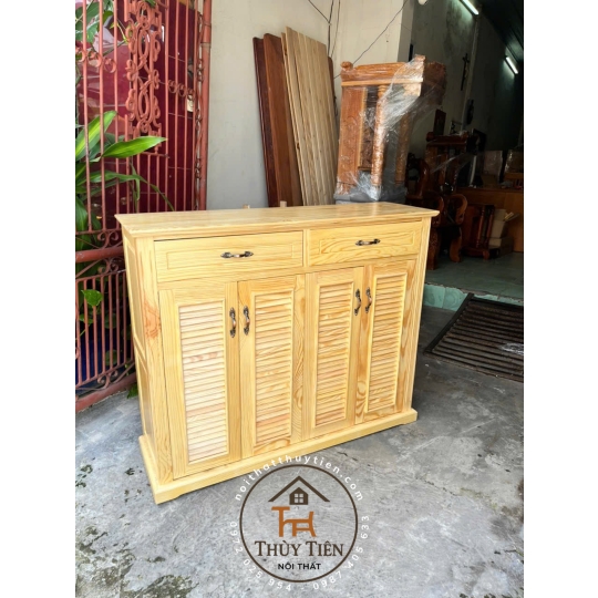 Tủ giày dép gỗ thông nguyên khối ngang 1m2