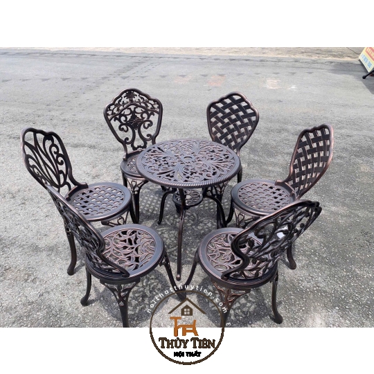 Bàn trà nhôm đúc 6 ghế