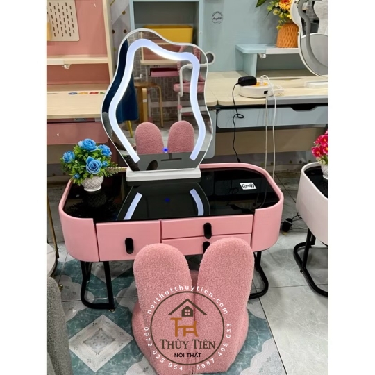 Bàn phấn bệt , bàn trang điểm ngồi bệt (kèm ghế tai thỏ)hàng loại 1