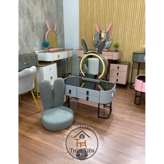 Bàn phấn bệt , bàn trang điểm ngồi bệt (kèm ghế tai thỏ)hàng loại 1