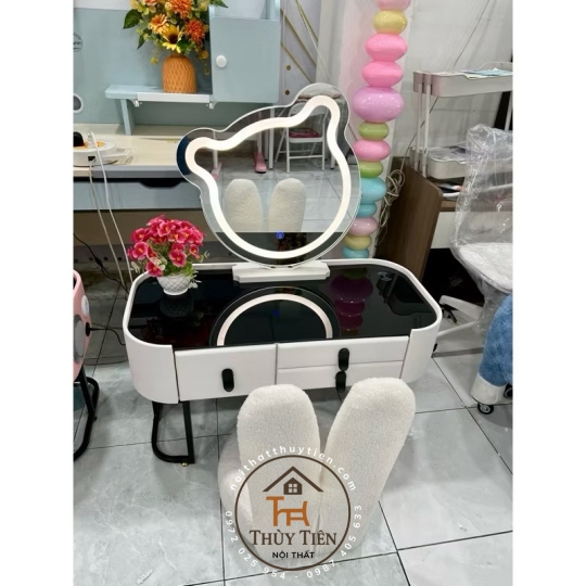 Bàn phấn bệt , bàn trang điểm ngồi bệt (kèm ghế tai thỏ)hàng loại 1