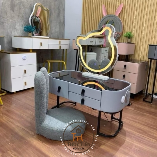Bàn phấn bệt , bàn trang điểm ngồi bệt (kèm ghế tai thỏ)hàng loại 1