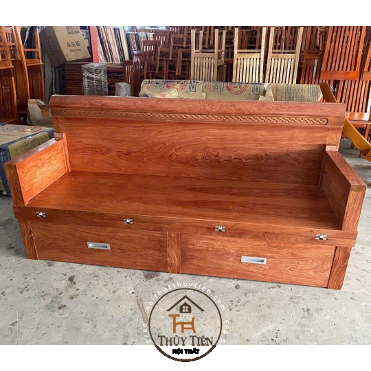 Giường gấp gỗ hương đá - gõ hộc kéo 