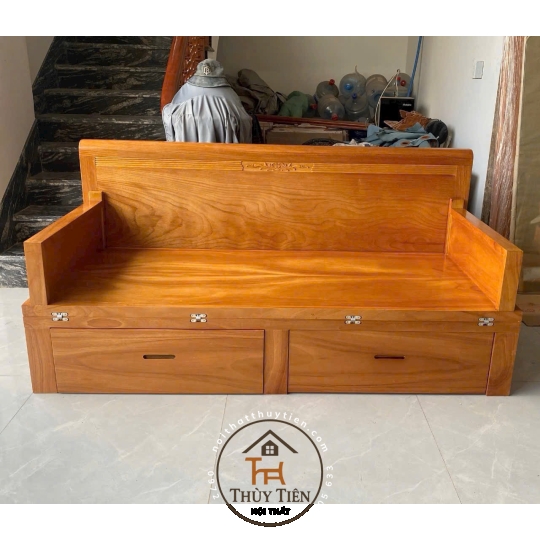 Giường gấp gỗ hương đá - gõ hộc kéo 