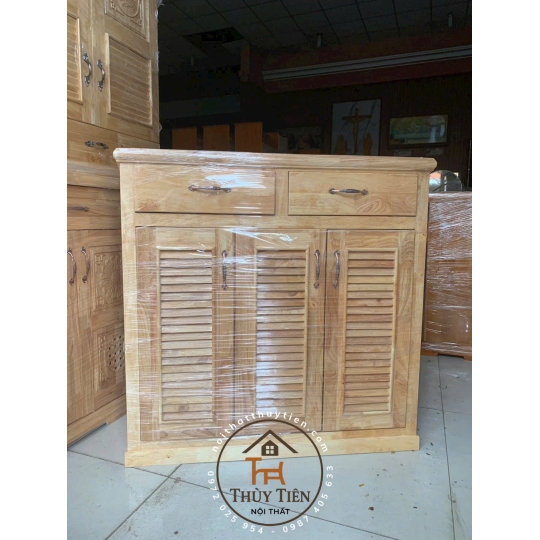 Tủ giày dép gỗ cao su ngang 1m, 1m2 