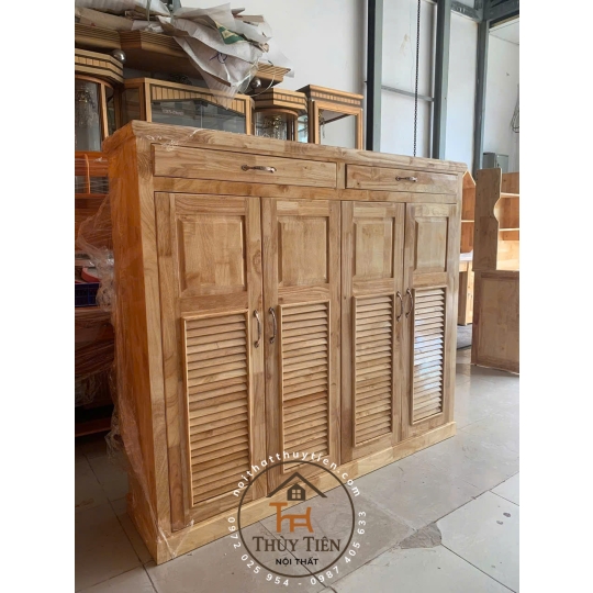 Tủ giày dép gỗ cao su ngang 1m2 1m4 4 cánh