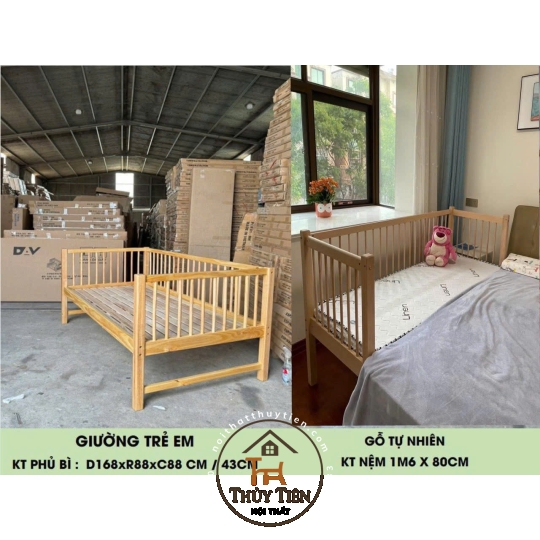 Giường cũi em bé Gỗ Thông Loại Đẹp Chắn Chắn