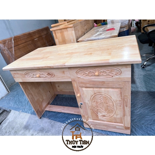 Bàn làm việc gỗ cao su tự nhiên- BLVGCS 002