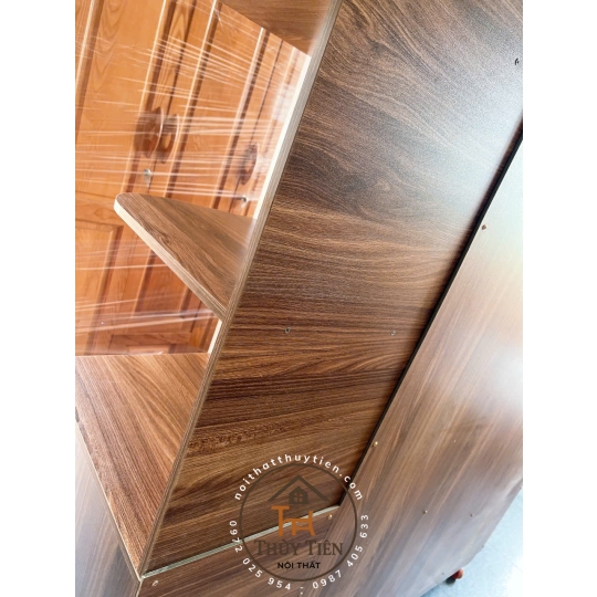 Tủ quần áo MDF lõi xanh cửa lùa có kệ ngoài ngang 1m6