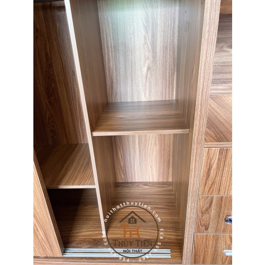 Tủ quần áo MDF lõi xanh cửa lùa có kệ ngoài ngang 1m6