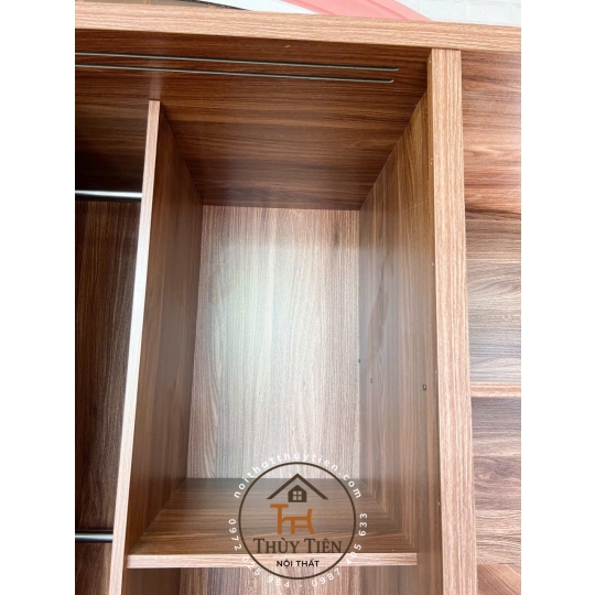 Tủ quần áo MDF lõi xanh cửa lùa có kệ ngoài ngang 1m6