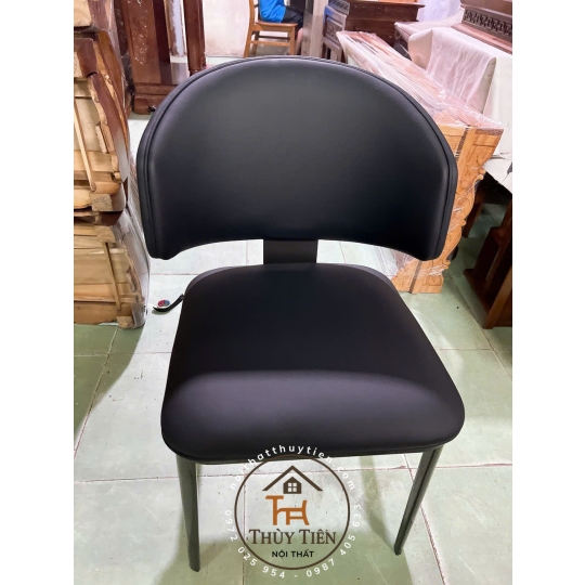 Ghế ăn Leon nhập khẩu cao cấp, ghế bọc da PU, chân côn bọc ống đồng 