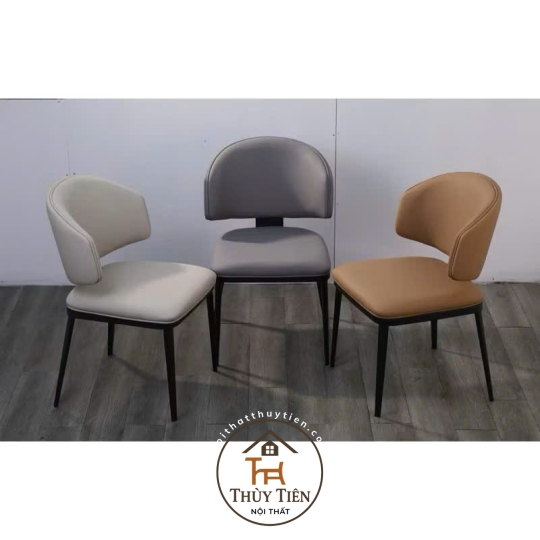 Ghế ăn Leon nhập khẩu cao cấp, ghế bọc da PU, chân côn bọc ống đồng 