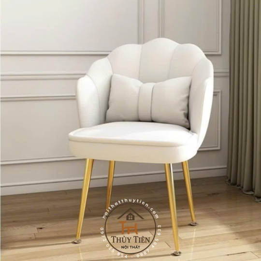 Ghế Vương Miện Thiết Kế Nỉ Nhung Cao Cấp, Kèm Gối Nơ Tinh Tế, Phù Hợp Cho Bàn Makeup và Làm Nail Sang Trọng