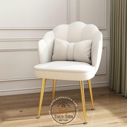 Ghế Vương Miện Thiết Kế Nỉ Nhung Cao Cấp, Kèm Gối Nơ Tinh Tế, Phù Hợp Cho Bàn Makeup và Làm Nail Sang Trọng