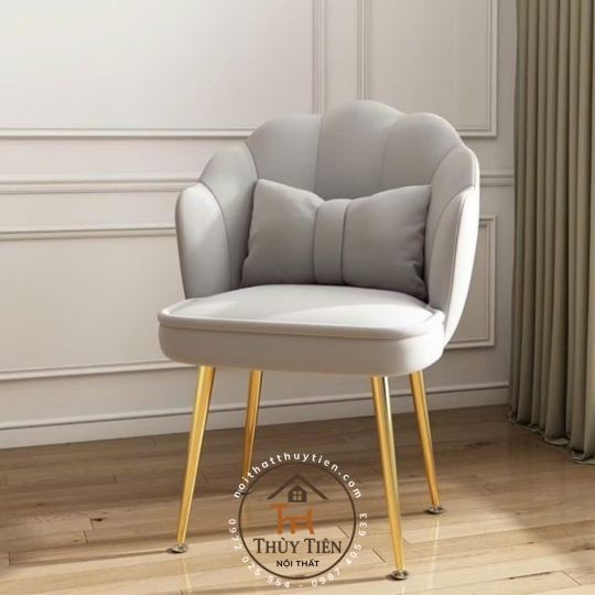 Ghế Vương Miện Thiết Kế Nỉ Nhung Cao Cấp, Kèm Gối Nơ Tinh Tế, Phù Hợp Cho Bàn Makeup và Làm Nail Sang Trọng