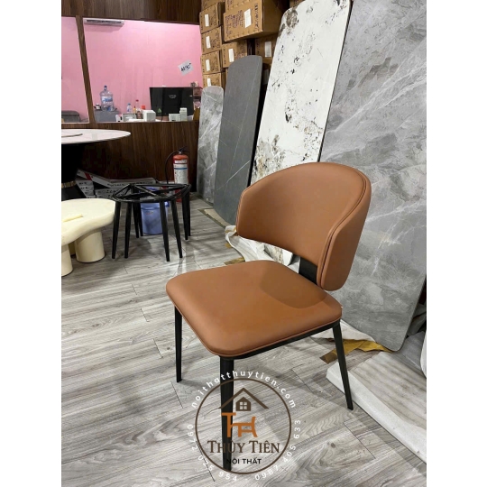 Ghế ăn Leon nhập khẩu cao cấp, ghế bọc da PU, chân côn bọc ống đồng 