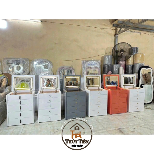 Bàn trang điểm thông minh gấp gọn đa năng sơn 2k kèm gương led 3 màu