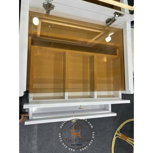 Bàn trang điểm thông minh gấp gọn đa năng sơn 2k kèm gương led 3 màu