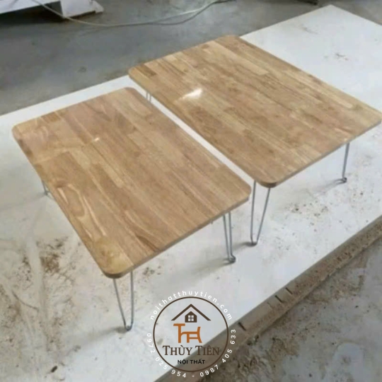 Bàn gấp gọn đa năng gỗ cao su( chân sắt)