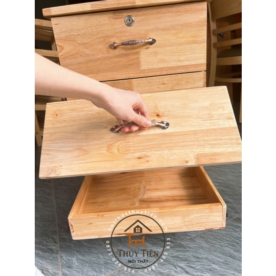 Tủ đầu giường gỗ cao su kèm ngăn ẩn giấu tiền - TDG 001