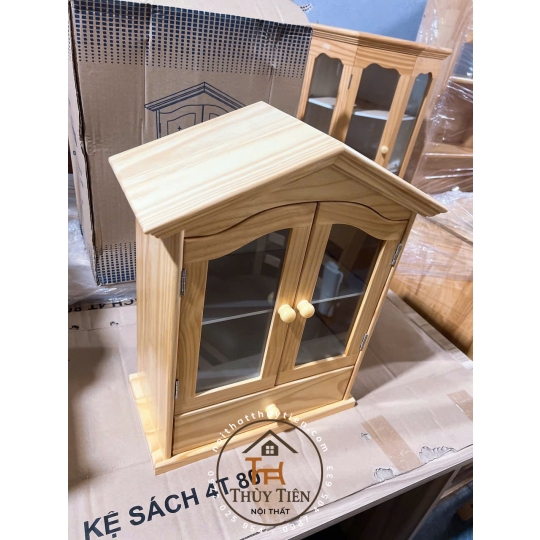 Tủ Thuốc gỗ thông hình mái nhà (có hộc)
