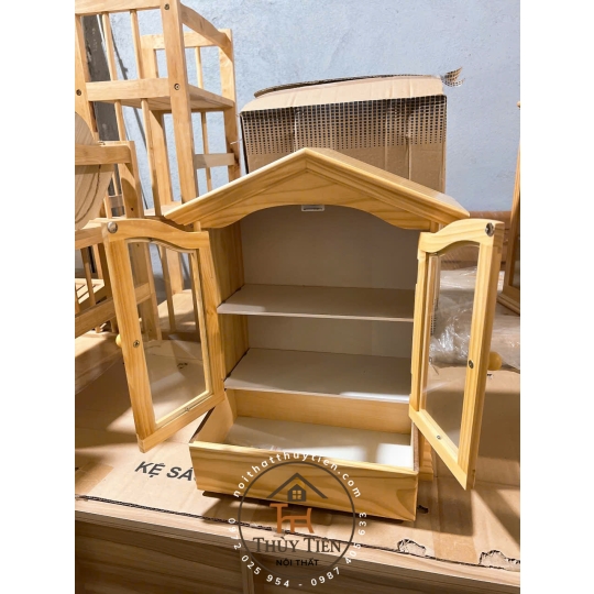 Tủ Thuốc gỗ thông hình mái nhà (có hộc)