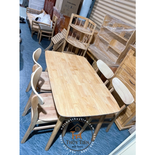 Bộ bàn ăn cao su mango 4 ghế mặt gỗ tự nhiên giá rẻ