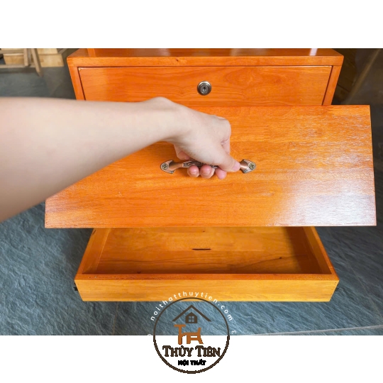 Tủ đầu giường gỗ cao su kiêm loa bluetooth kết hợp sạc điện thoại ko dây có ngăn ẩn giấu tiền thẻ từ 