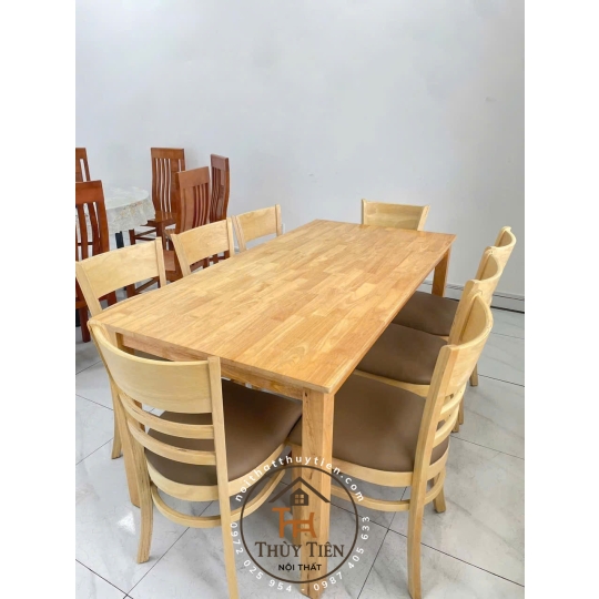 Bộ bàn ăn cabin gỗ cao su 4 ghế 6 ghế giá rẻ