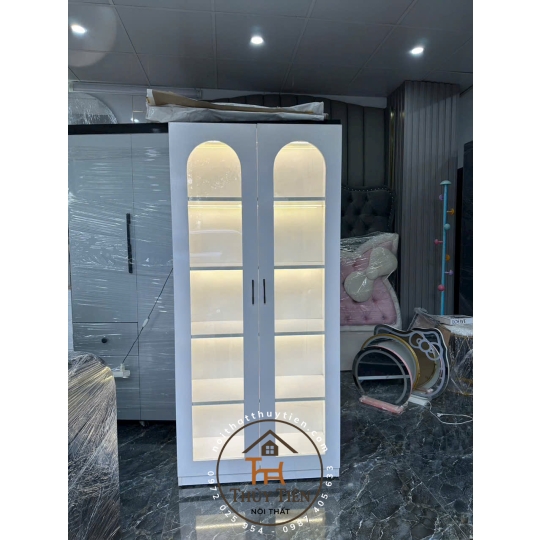 Tủ trưng bày cánh kính gỗ công nghiệp MDF lõi xanh chống ẩm 