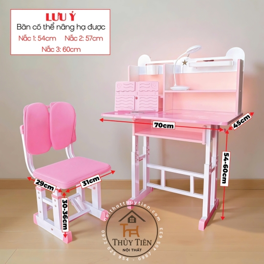 Bộ bàn học (bàn + ghế) cho bé (có thể nâng hạ chiều cao)