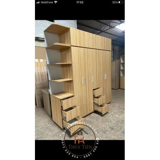 Mẫu tủ quần áo MDF lõi xanh toàn bộ chống ẩm giá tận xưởng