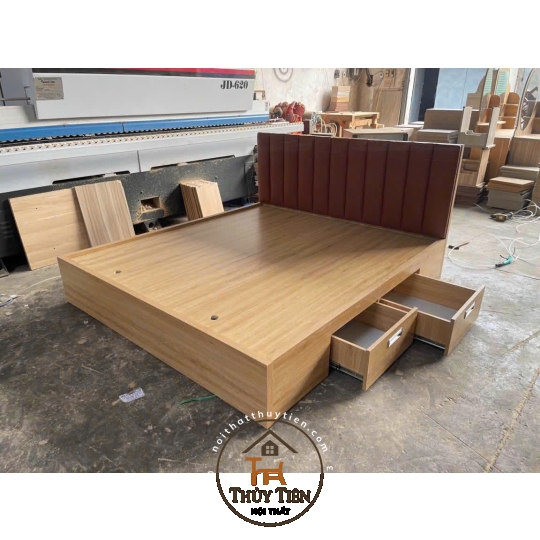 Giường ngủ mdf lõi xanh chống ẩm có hộc kéo
