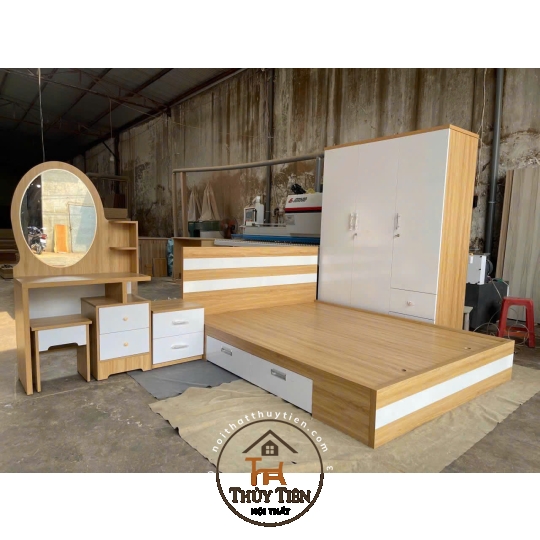 Giường ngủ mdf lõi xanh chống ẩm có hộc kéo