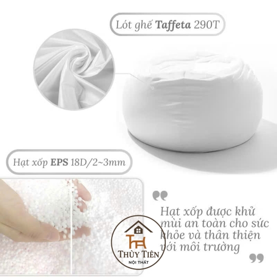 Ghế lười hạt xốp vỏ ghế chất liệu vải kate chống thấm cao cấp size lớn nhiều màu sắc